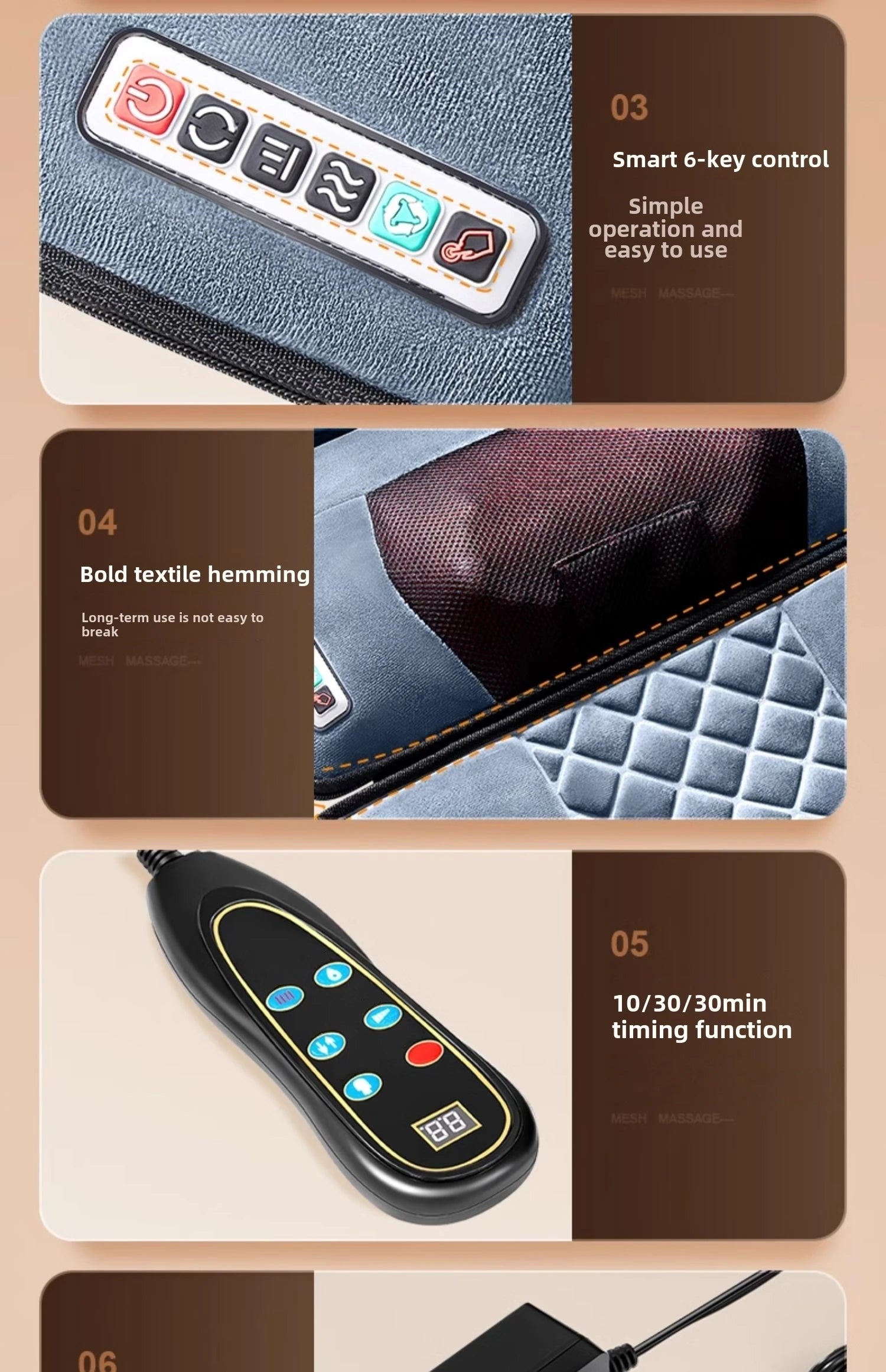 Full Body Massage Pad – 10-Zone Vibration with Heat & Kneading Pillow